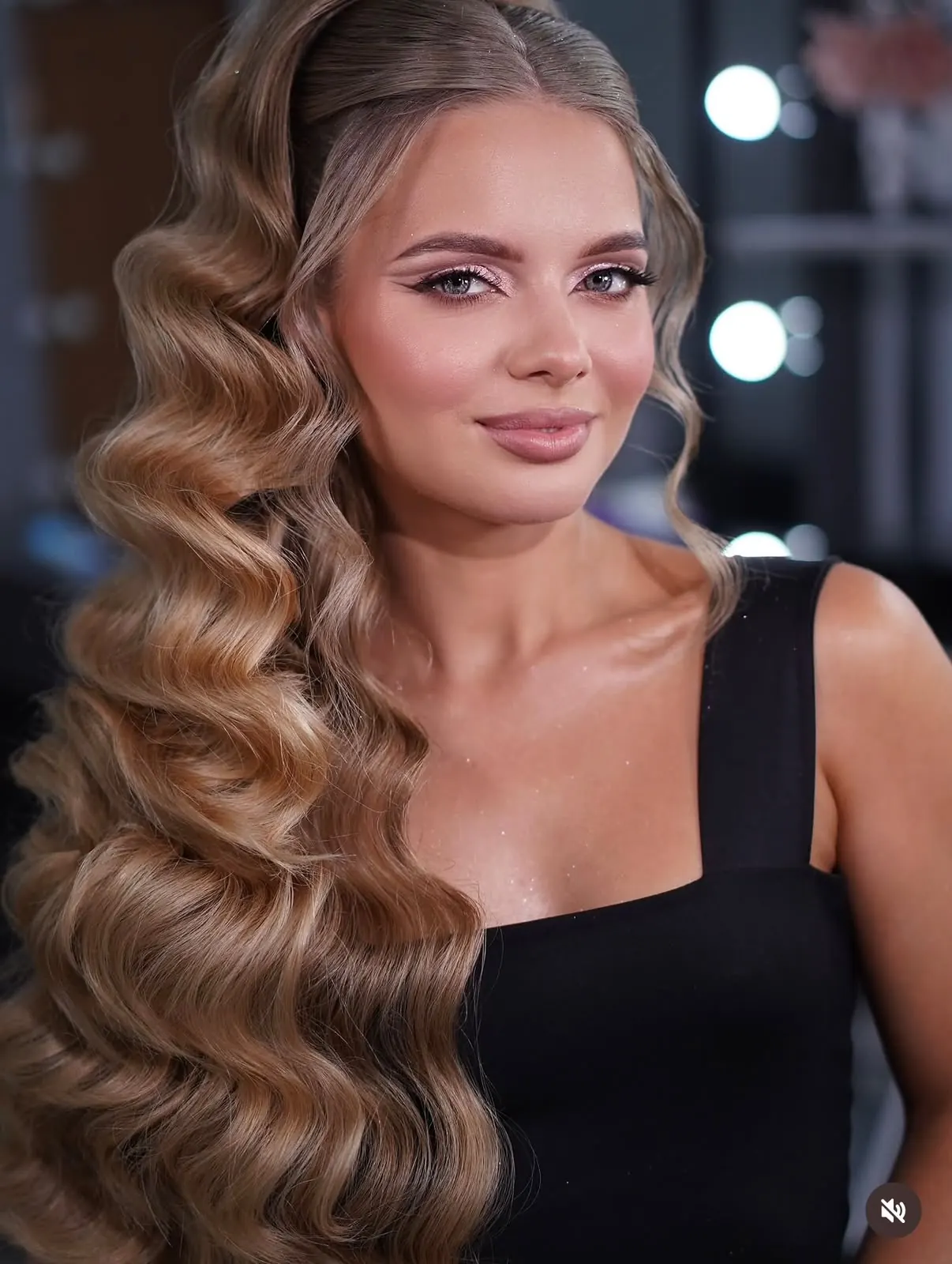 Editorial portrait with long polished waves