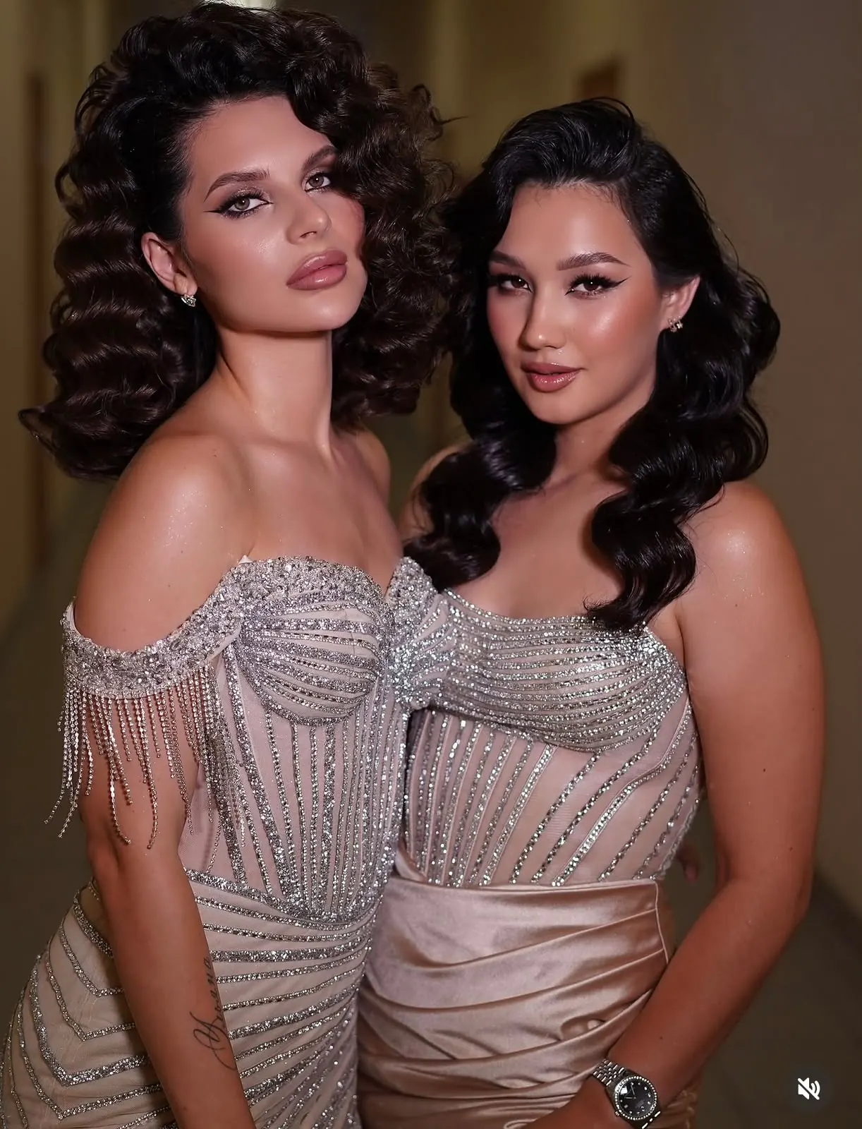 Two polished evening looks for a wedding party